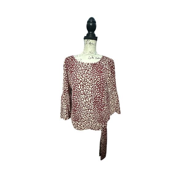 Michael Kors Leopard Print Tie-Waist Blouse Size M - Picture 1 of 11